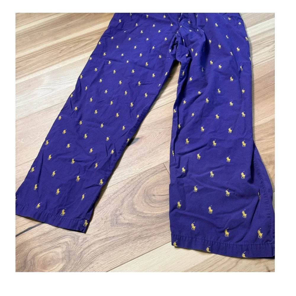 Polo Ralph Lauren PJ Bottoms Mens XL Purple Yellow Pony Logo FLAWED SEE PHOTOS